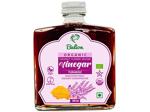 Balion Organic Coconut Flower Nectar Vinegar Turmeric, 180 ml