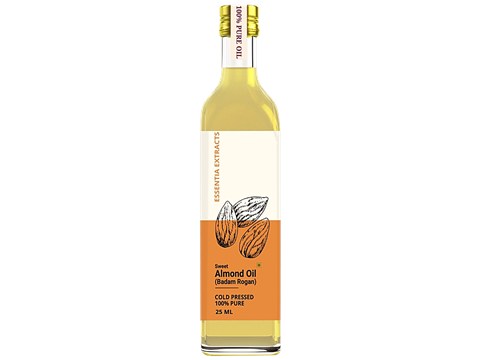 Essentia Extracts Sweet Almond Oil/Badam Rogan - Pure, Cold Pressed, 25 ml