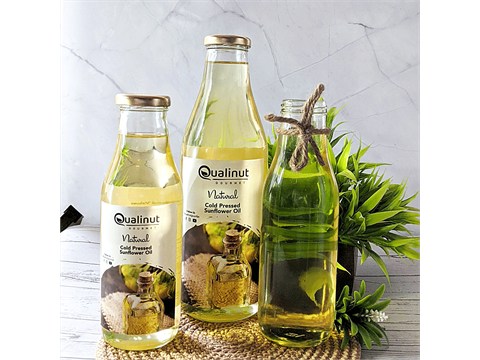 Qualinut Gourmet Natural Sunflower Oil - Rich in Vitamin E & PUFA, Enhance Oral Health, 1 L