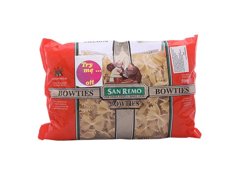 San Remo Durum Wheat Pasta - Bowties, 500 g