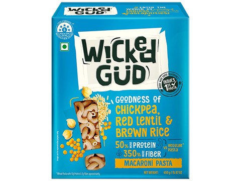 WickedGud Macaroni Pasta - Chickpea, Red Lentil, Brown Rice, High Fiber & Protein, Gluten-Free, 450 g