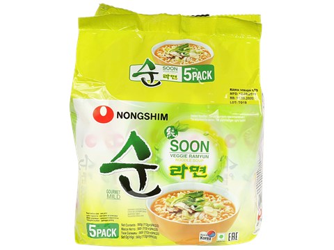 NONGSHIM Soon Veggie Ramyun Noodle Soup - Gourmet Mild, 560 g