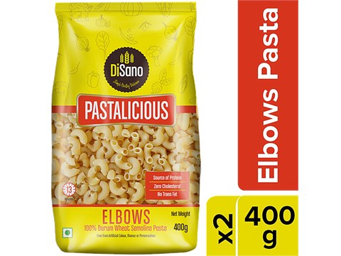 Disano Pastalicious - Elbows, Durum Wheat Semolina Pasta, High-Protein, No Cholesterol, 400 g