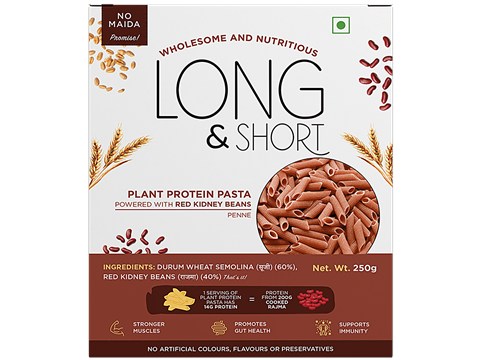 Long&Short Red Kidney Beans Penne Pasta - Plant Protein, No Maida, Healthy, 250 g