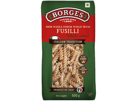 Borges Whole Wheat Pasta - Fusilli, 500 g
