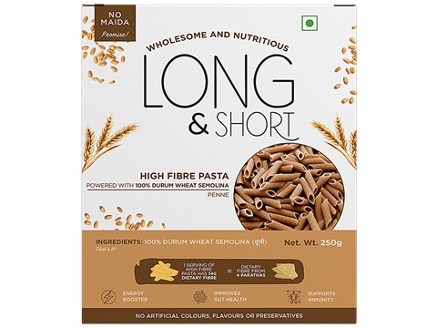 Long&Short Whole Wheat Penne Pasta - High Fiber , No Maida, Healthy, 250 g