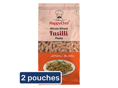 HappyChef Pasta - Fusilli Whole Wheat, 2x500 g