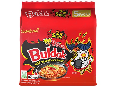 Buldak 2x Spicy Hot Chicken Flavor Ramen - Instant Stir-Fried Noodle, 140 g