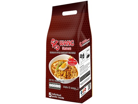 Wang Ramen Korean Style Instant Noodles- Hot & Spicy Chicken, 400 g