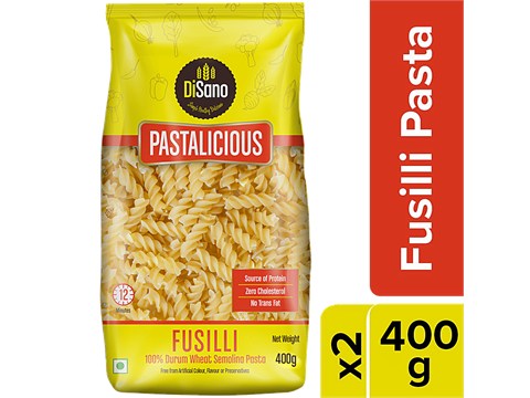 Disano Pastalicious - Fusilli, Durum Wheat Semolina Pasta, High-Protein, No Cholesterol, 400 g