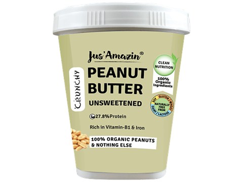 Jus Amazin Peanut Butter - Crunchy, Unsweetened, 1 kg