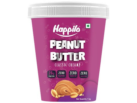 Happilo Classic Peanut Butter - Creamy, High In Protein, Gluten Free, 1 kg