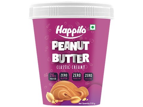 Happilo Classic Peanut Butter - Creamy, High In Protein, Gluten Free, 510 g