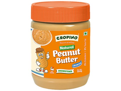 Cropino Natural Peanut Butter - Crunchy, Unsweetened, Rich In Nutrients, 400 g