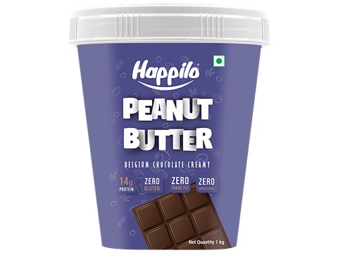 Happilo Belgium Chocolate Peanut Butter - Creamy, High In Protein, Gluten Free, 1 kg