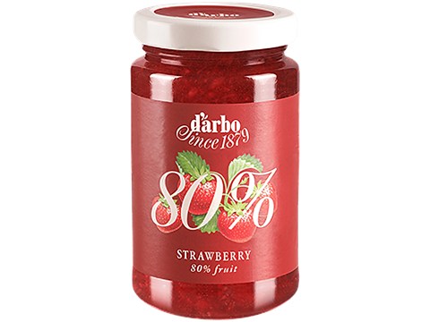 d'arbo Reduced Sugar Jam - Strawberry, With 80% Fruit Content, 250 g