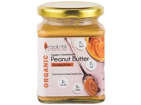 Praakritik Organic Peanut Butter - Jaggery Sweetened, Cholesterol-Free, 250 g