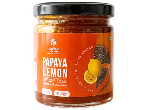 Supreem Super Foods Papaya Lemon With Chia Seeds Healthy Fruit Spread - Smooth, Vegan, 200 g
