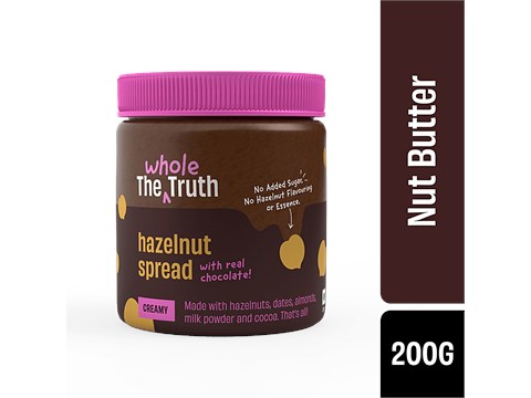 The Whole Truth Hazelnut Spread With Real Chocolate - Creamy, No Sugar, Flavouring Or Essence, 200 g