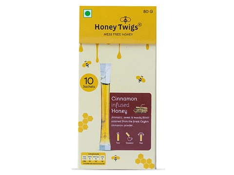Honey Twigs Cinnamon Infused Honey - Natural & Pure, For On-the-go Energy, Enhanced Immunity, Mess-free, 8 g