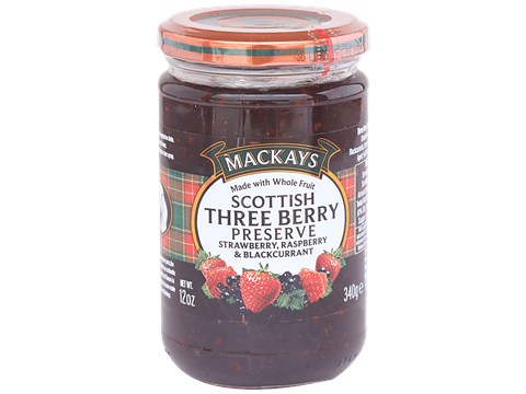Mackays Scottish Three Berry Preserve - Strawberry, Raspberry, Blackcurrant, 340 g