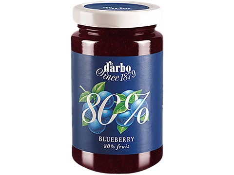 d'arbo Reduced Sugar Jam - Blueberry, With 80% Fruit Content, 250 g