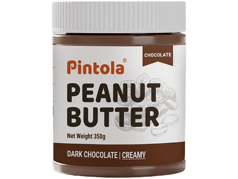 Pintola Dark Chocolate Peanut Butter - Creamy, With 18.6g Protein & 5.2g Fiber, 350 g