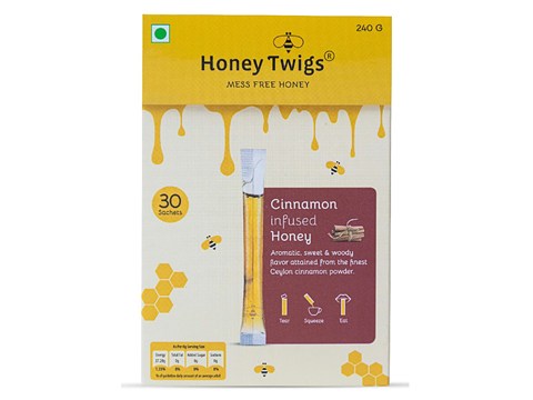Honey Twigs Cinnamon Infused Honey - Natural & Pure, For On-the-go Energy, Enhanced Immunity, Mess-free, 8 g