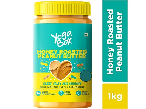 Yoga Bar Honey Roasted Peanut Butter - Sweet, Salty & Crunchy, Non-GMO, High In Protein, 1 kg