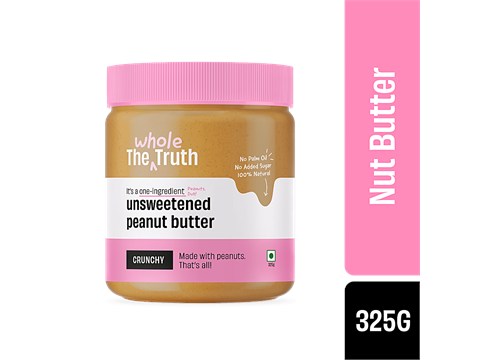 The Whole Truth Unsweetened Peanut Butter - Crunchy & Natural, For Baking, Bread Spread Use, 325 g