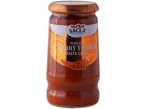 Sacla Whole Cherry Tomato Pasta Sauce - With Chilli, 350 g