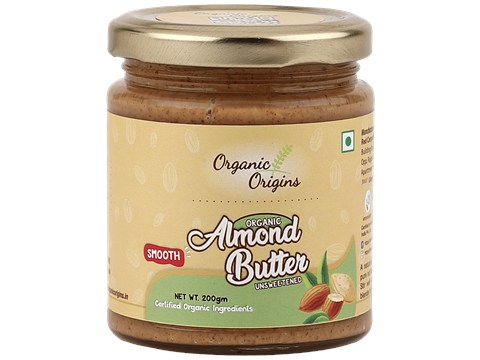 ORGANIC ORIGINS Smooth Unsweetened Almond Butter, 200 g