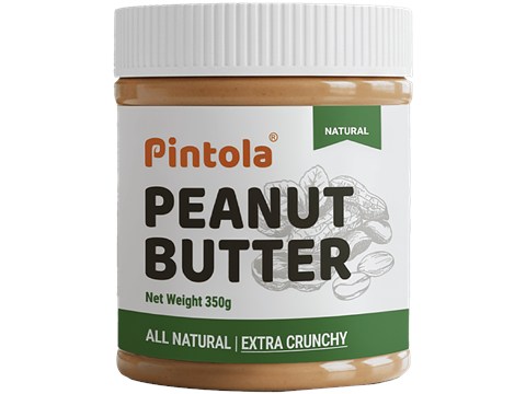 Pintola Peanut Butter - Extra Crunchy, All Natural, Unsweetened, With 30g Protein, 350 g
