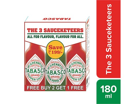 Tabasco Trio Pack - 2 Red Pepper & 1 Green Pepper, 60 ml