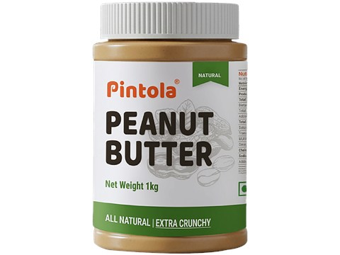 Pintola Peanut Butter - Extra Crunchy, All Natural, Unsweetened, With 30g Protein, 1 kg