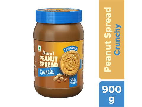 Amul Peanut Spread Crunchy - Low Sugar, 900 g