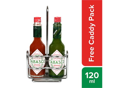 Tabasco Twin Caddy Pack - Red Pepper & Green Pepper Sauce With Free Caddy, 60 ml