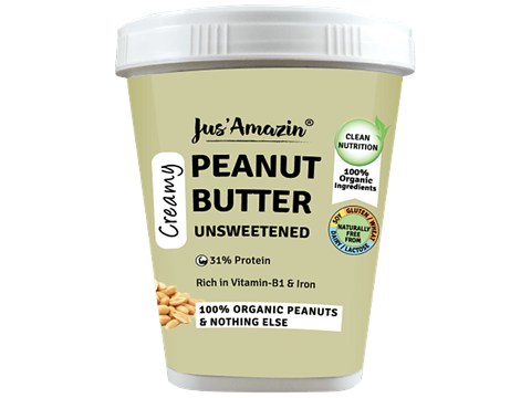 Jus Amazin Peanut Butter - Creamy, Unsweetened, 1 kg