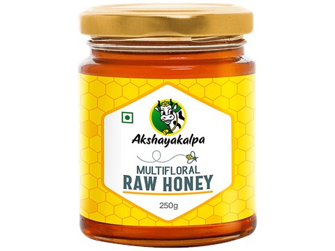 Akshayakalpa Multifloral Raw Honey - Unfiltered, Pure, No Preservatives & Sugar Free, 250 g