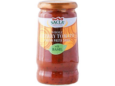 Sacla Whole Cherry Tomato Italian Pasta Sauce - With Basil, 350 g