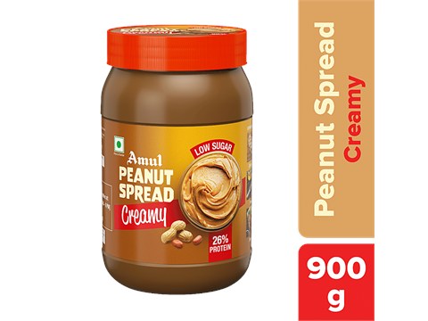 Amul Peanut Spread Creamy - Low Sugar, 900 g