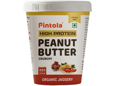 Pintola Organic Jaggery Peanut Butter - Crunchy , With 33g Protein & 7g Fiber, 1 kg