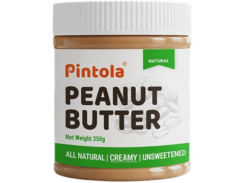 Pintola Peanut Butter - Creamy, All Natural, Unsweetened, With 30g Protein, 350 g