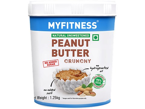 Myfitness Natural Peanut Butter - Crunchy, 1.25 Kg