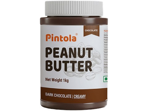 Pintola Dark Chocolate Peanut Butter - Creamy, With 18.6g Protein & 5.2g Fiber, 1 kg