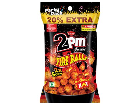 2PM Snacks Fire Balls Namkeen - 2X Spicy Party Pack, 120 g