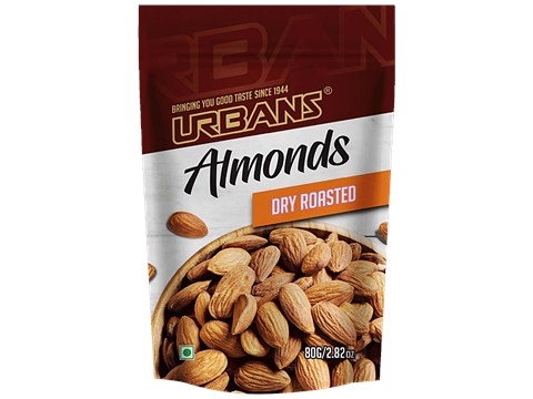 URBANS STANISLAUS Dry Roasted Almonds - Rich In Protein & Dietary Fibre, 80 g