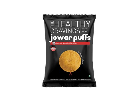 The Healthy Cravings Co. Roasted Jowar Puffs - Herbs & Sundried Tomatoes, 50 g