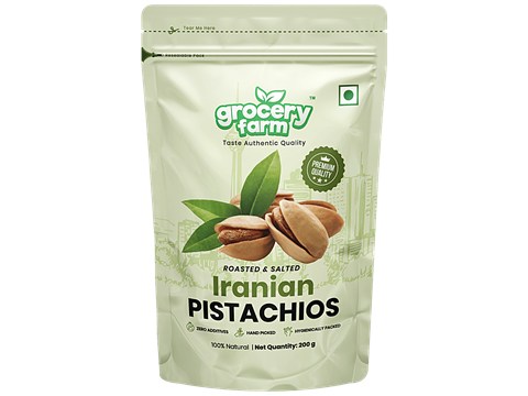 Grocery Farm Iranian Pistachios - Roasted & Salted, Natural, 200 g