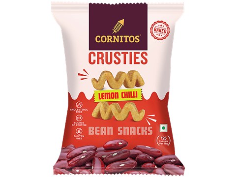 Cornitos Crusties Rajma Snacks - Cholesterol & Gluten Free, Lemon Chilli, 57 g